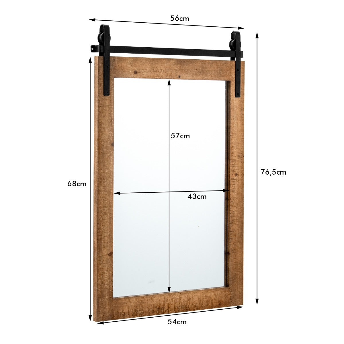 Coast rechthoekige spiegel met houten frame en metalen houder rustiek 76,5 x 56 cm bruin