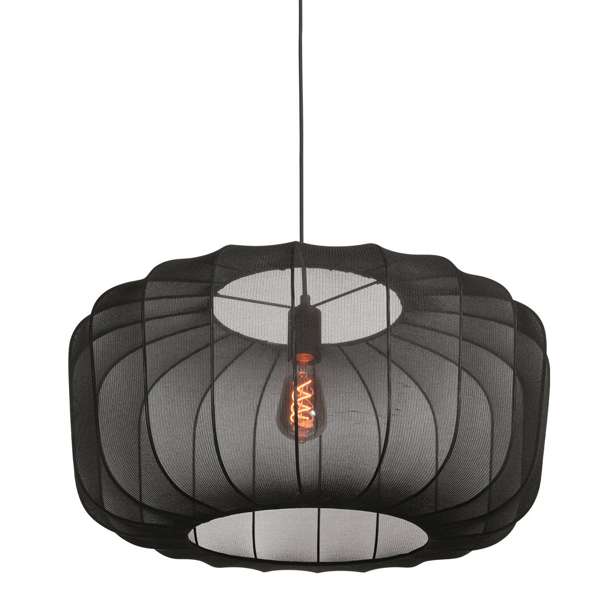 Anne Lighting - hanglamp - Sable - zwart - linnen metaal - Ø 60cm - E27 - 4193ZW