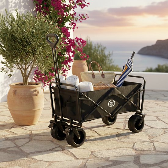 AXI AB131 Opvouwbare Bolderwagen – Zwart – Met Trekstang, Remmen en Hoes – 100 kg Draagvermogen – Eenvoudig mee te nemen - Metaal