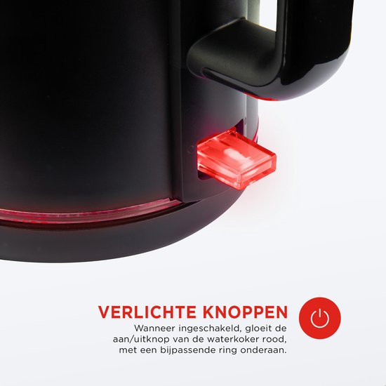 Bourgini Glazen Waterkoker - Mat Zwart - Snoerloos te gebruiken - Gemakkelijk vullen door deksel - ruime 1.5L inhoud - BPA vrij