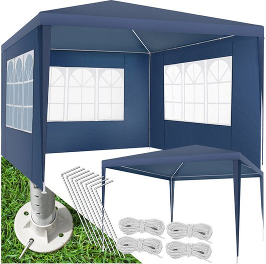 Tectake Partytent - Paviljoen - Opvouwbaar - Met Zijwanden - Waterdicht - 300 x 300 cm – Blauw