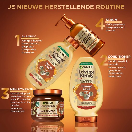 Garnier Loving Blends - Shampoo - Honing Goud - Haarverzorging voor beschadigd of Breekbaar Haar - 300 ml