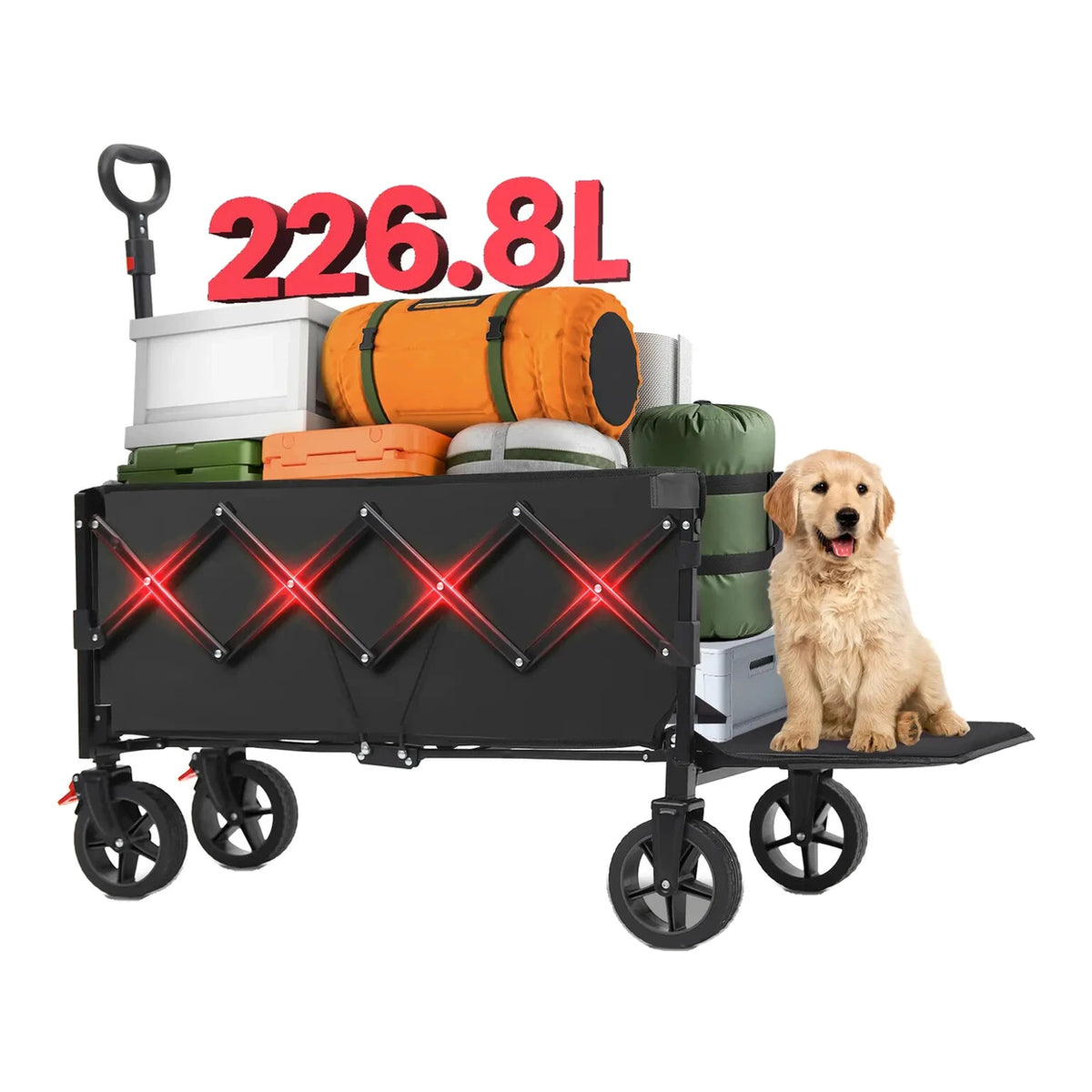 Sunula Opvouwbare Bolderkar 226,8L – Tot 100 kg – Met Zwenkwielen – Voor Camping & Huisdieren