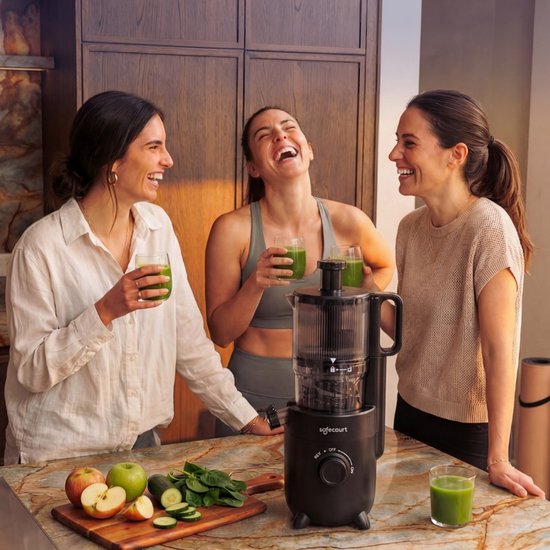 Safecourt Kitchen Slow Juicer - krachtige motor [Pre-cutter & Cold-press technologie] - eenvoudige reiniging - BPA-vrij - sapcentrifuge Zwart