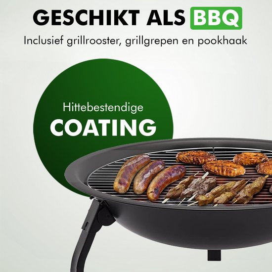Travelhawk Vuurschaal - Draagbare Inklapbare Outdoor Vuurschaal - Vuurkorf Bbq - Met Vonkenscherm - Kolen of Hout - 55 cm Diameter - Inclusief Deksel, Opbergzak, Vuurpook & Grilrooster