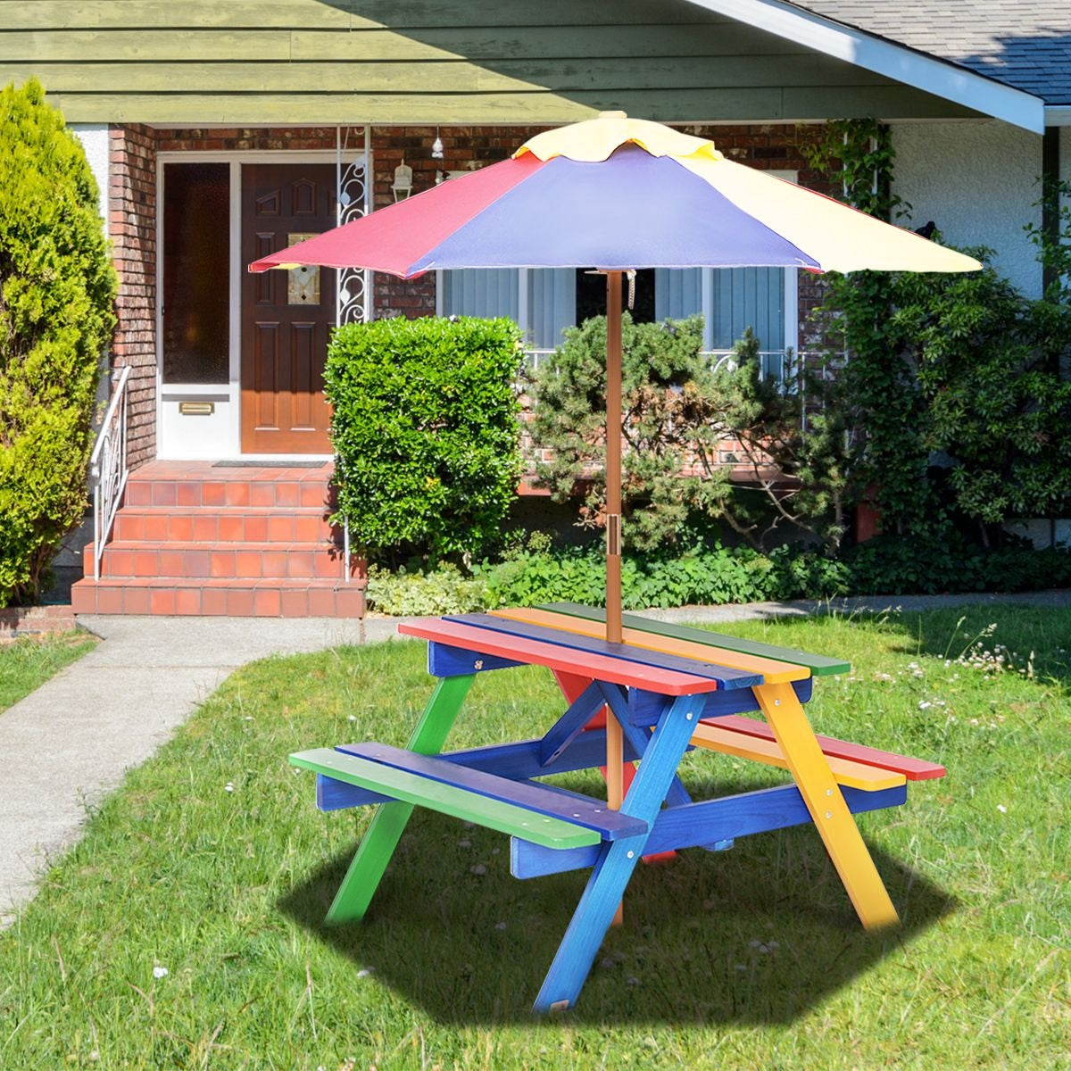Coast Kinder Picknicktafel set - Hout - Met Verwijderbare Opvouwbare Paraplu - 79 x 71 x 52,5 cm