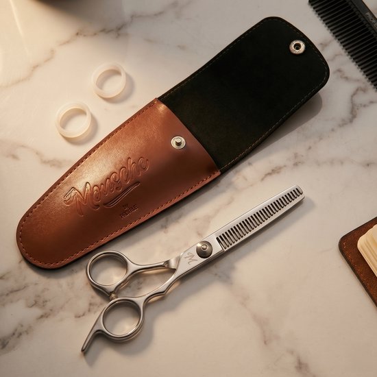 ProTrue Uitdunschaar Kapper met Leren Etui - RVS Effileerschaar - Coupeschaar