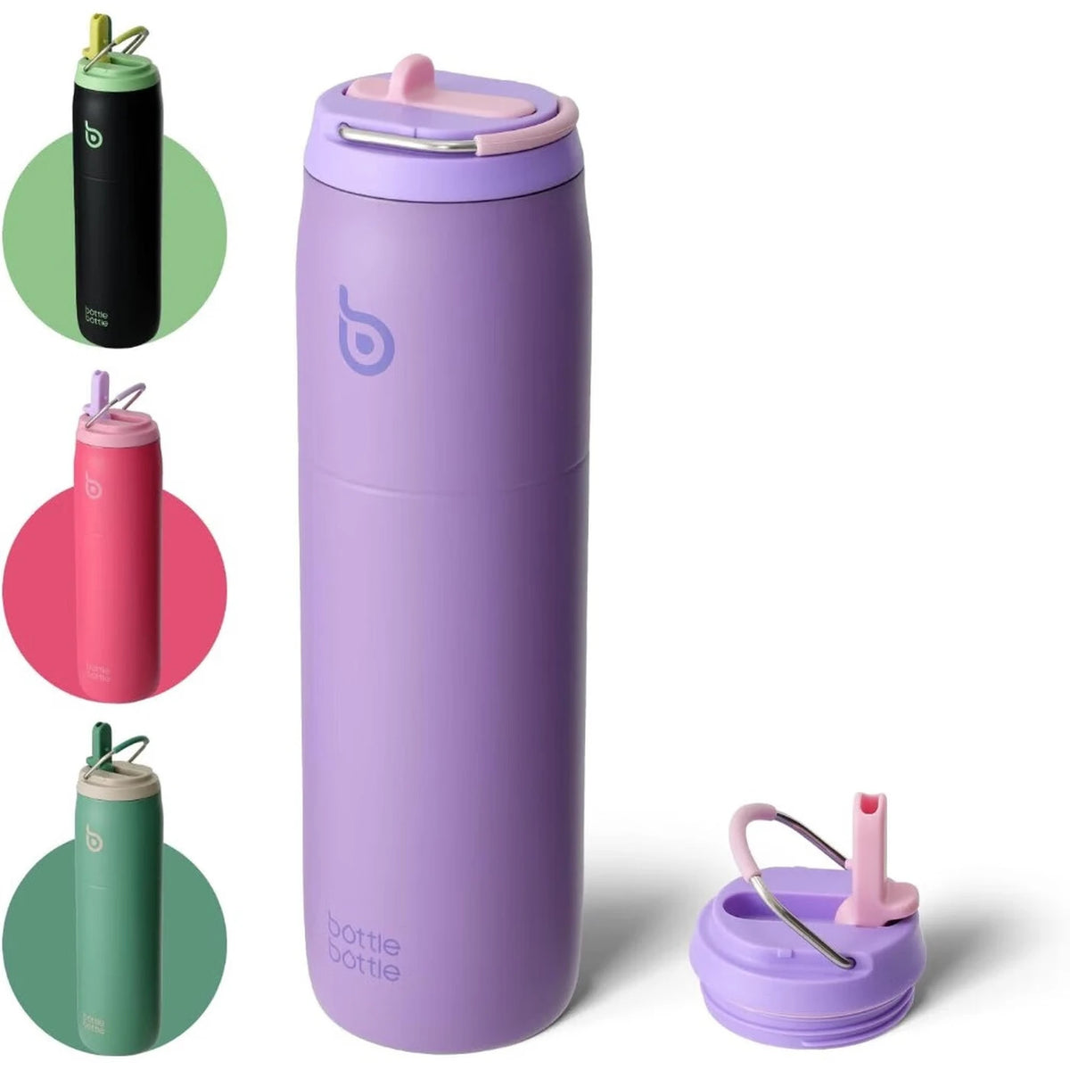 Bottle Bottle Thermosfles met Rietjesdop - Paars - 946 ml - 9,1 x 29 cm