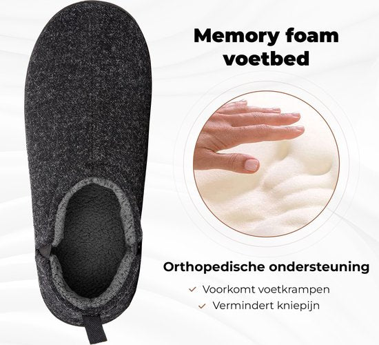Pantoffels Heren - Sloffen - Zwart - Anti-slip - Maat 44/45 - Comfeet