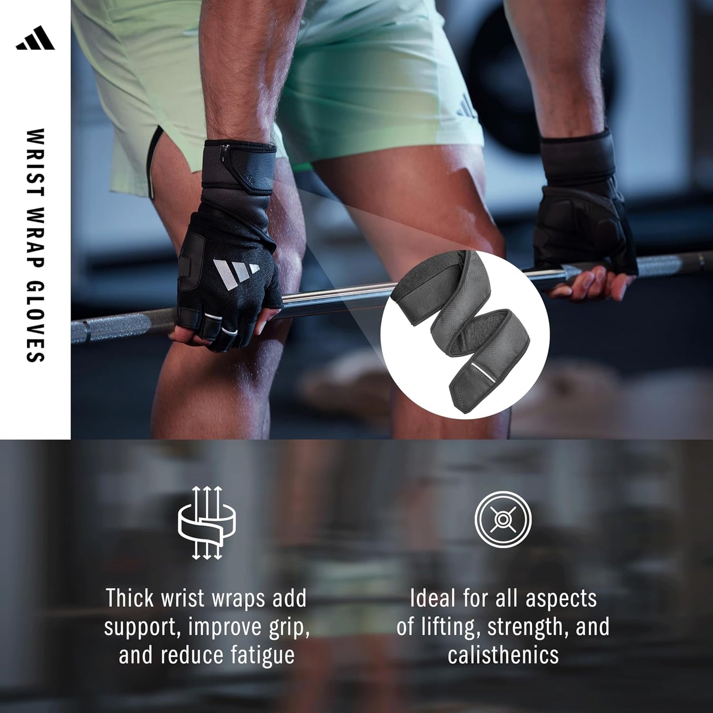 Adidas Wrist Wrap Training Gloves - Maat L - Zwart - Gepolsterd