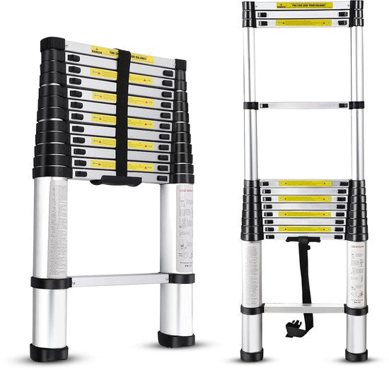 Outbee Telescopische Ladder - Telescopische Vouwladder - 3,8 m Werkhoogte - Aluminium