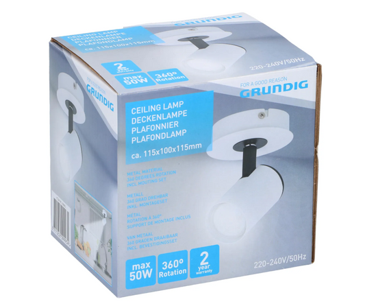 Grundig Opbouwspot - Wit - 10x12x12 cm