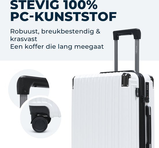 Pathsail® Handbagage Koffer 40L x 55CM - PC - Lichtgewicht Trolley - Incl. TSA slot & Spinner wielen - Wit