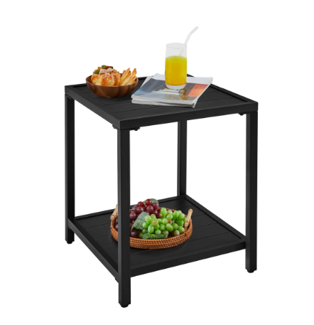 Yaheetech Bijzettafel - Tuintafel Zwart 45 x 45 x 54 cm
