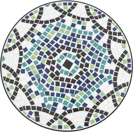 AXI Lola Mozaïek Plantentafel Rond Multikleur - Set 3 stuks – Bijzettafels - Diverse Afmetingen - Mozaïeklook – Ingelegd met keramische tegels – Voor binnen, tuin, terras en balkon