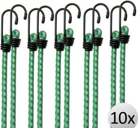 10 x Rubberen Bagagespin met haken 61 cm x 8 mm Ø