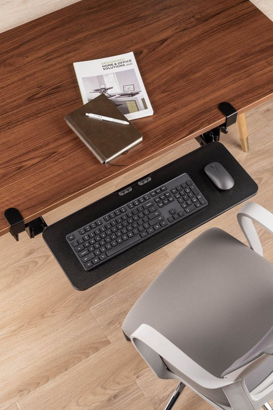 Toetsenbord lade onder bureau - toetsenbord houder - toetsenbordlade - keyboard tray - ergonomisch zithouding - hoogte verstelbaar en uitschuifbaar
