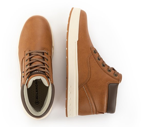 Milanoro - Comfortabele sneakers voor heren - Cognac - Maat 42