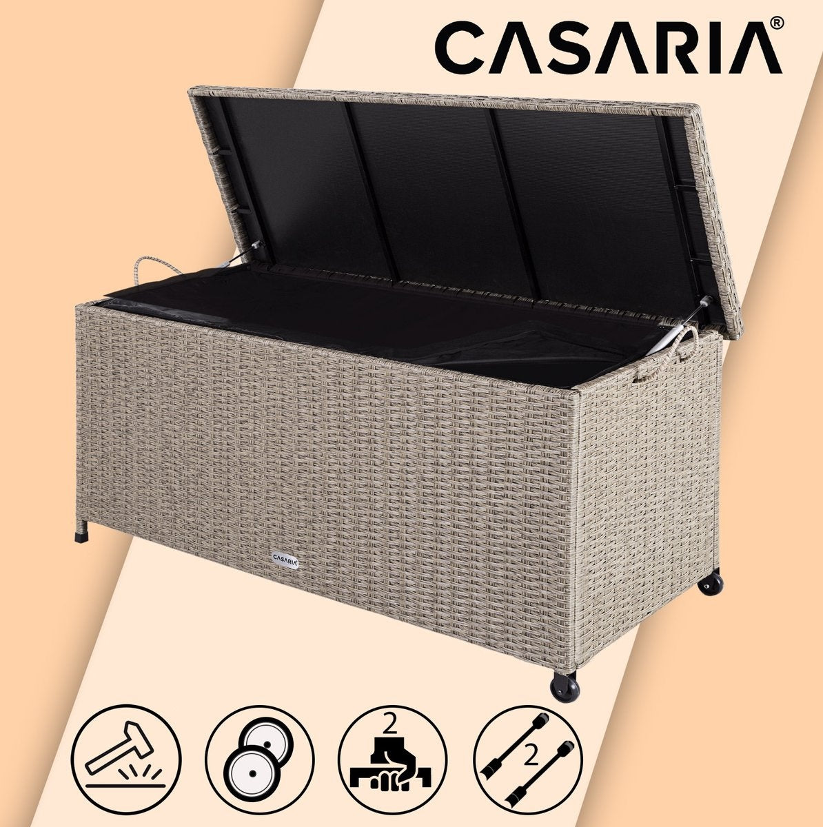 Casaria Opbergkist – Weerbestendig 122x56x61cm 360L - Crème
