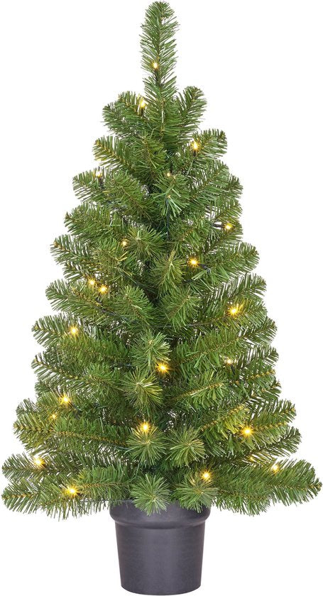 Black Box Trees Norton Kunstkerstboom in Pot met LED Verlichting - H90 x Ø50 cm - Groen