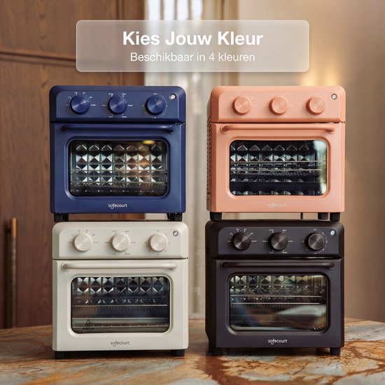Safecourt 6-in-1 Airfyer oven - 100% PFAS-vrij - 6 programma’s - 80 tot 230 graden - Airfryer, bakken, roosteren, toasten, grillen & opwarmen - Zwart