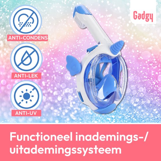 Gadgy Snorkelmasker voor kinderen - Snorkelset Unicorn - Full Face Duikmasker Kind - Duikbril met Snorkel - Snorkelen en duiken in 2024