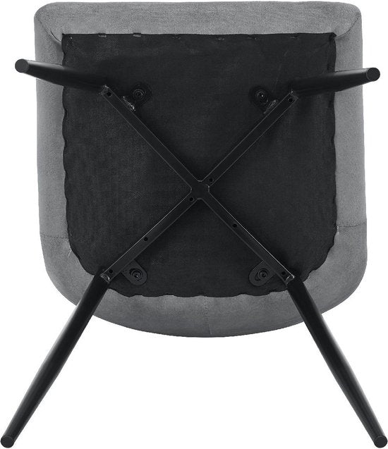 Stalen Eetkamerstoelen Blanca - Set van 2 - Lichtgrijs - Fluweel