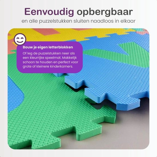 Gofun Speelmat XL u2013 180 x 180 cm u2013 Foam u2013 Opvouwbaar u2013 Baby u2013 Tegels u2013 Multicolor u2013 Puzzel 86u2013delig