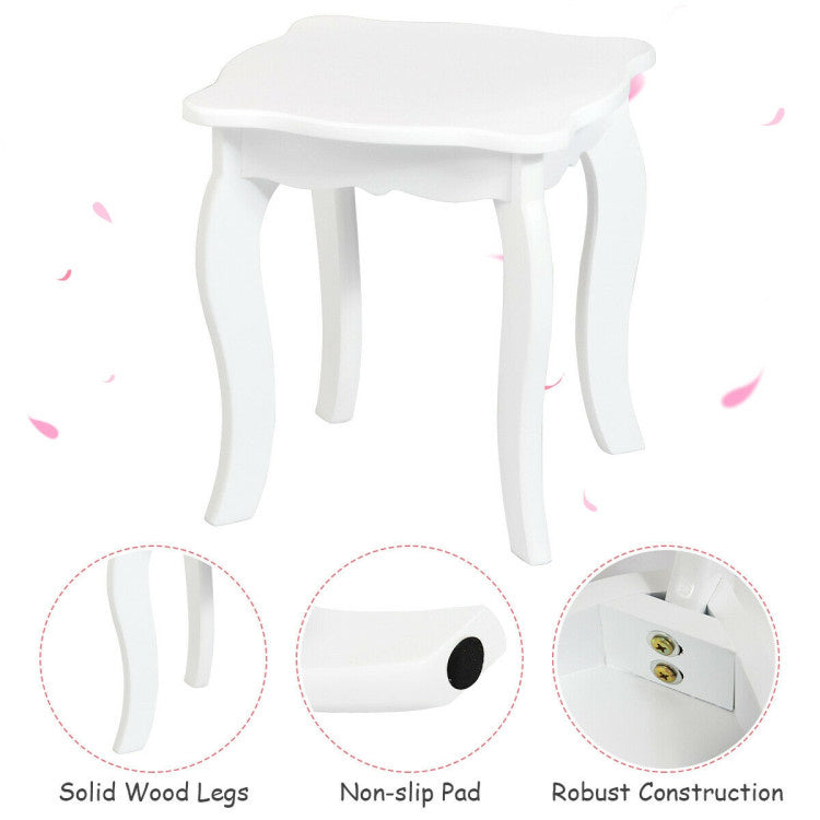 Coast Opmaaktafel - Kaptafel/Make up Tafel Met Spiegel en Krukje - 70 x 34 x 95,5 cm - Wit
