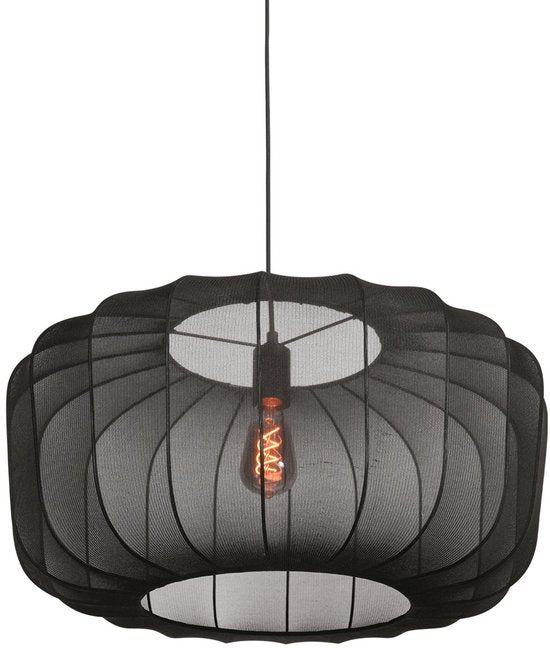 Anne Lighting - hanglamp - Sable - zwart - linnen metaal - Ø 60cm - E27 - 4193ZW