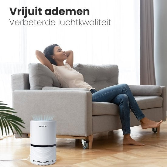Auronic Luchtreiniger - Air Purifier met HEPA Filter - Verwijdert 99,97% - 25W - 3 Standen - Wit
