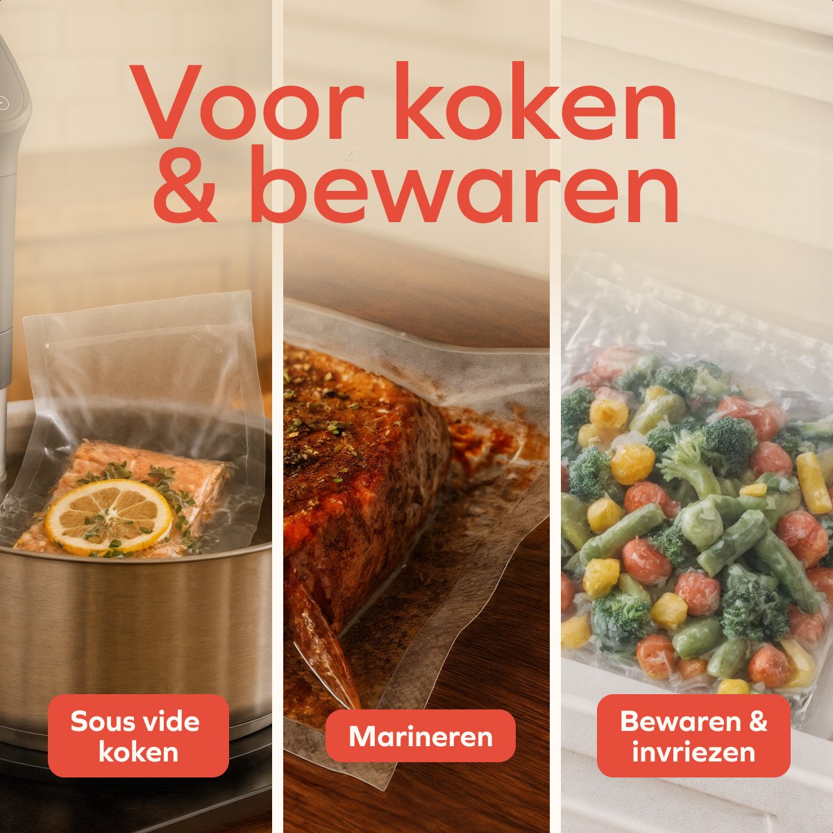 KitchenBrothers vacumeermachine advance - 8L/min - 4 standen - 28x600cm rol - zwart - compact 39x18x7,5 cm