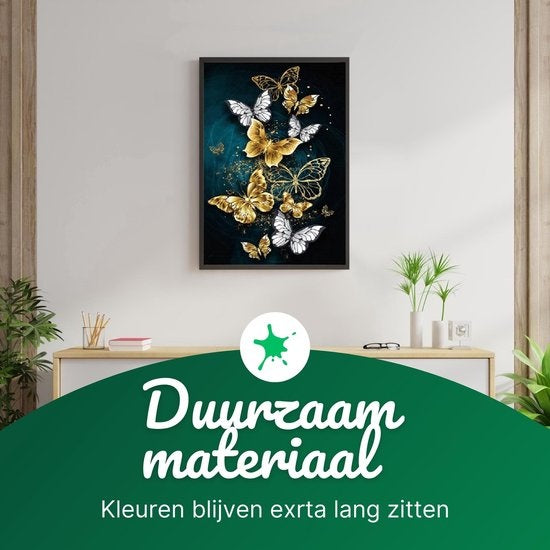 Rubye® Schilderen Op Nummer Volwassenen – Vlinders – Inclusief Penselen – Canvas Schildersdoek – Kleuren op Nummer – 40x50cm