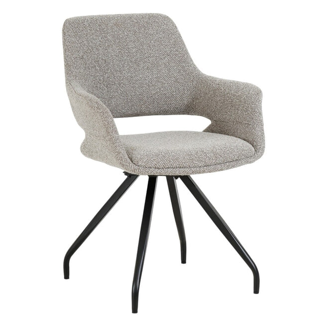 Furnihaus Monza Bjorn Eetkamerstoelen - 2 stuks - Taupe - 82,5x59x60 cm Met Armleuningen - 180° Draaibaar