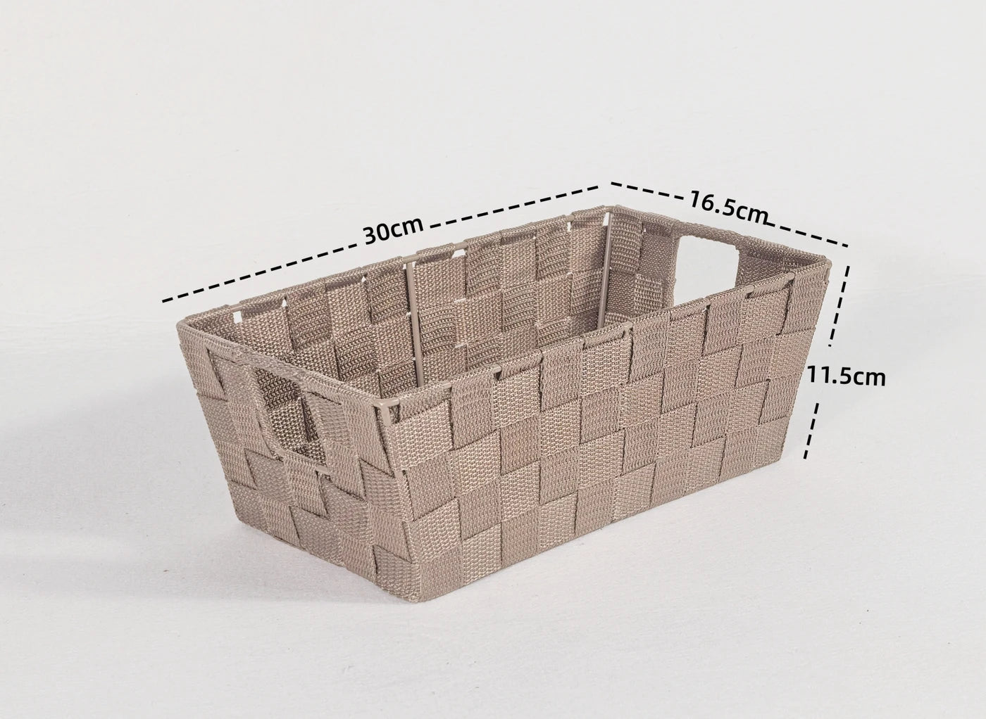 Kevahome Set van 3 Opbergmanden met Draagriem - Handgeweven Polypropyleen - Taupe - 12 x 6,5 x 4,5 inch