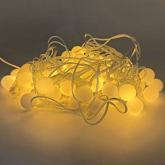Foryouliving Lichtsnoer 10 Meter voor buiten - 50 Warm Wit LED Bollen - Koppelbaar Lichtslinger met 8 Functies - Tuinverlichting & Sfeerverlichting - Feestverlichting