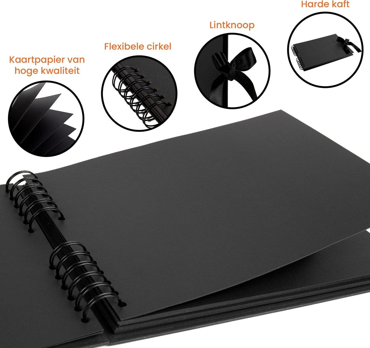 Saaf Scrapbook set - Incl. accessoires - Scrapbooking Plakboek - Fotoboek / Gastenboek - Zwart