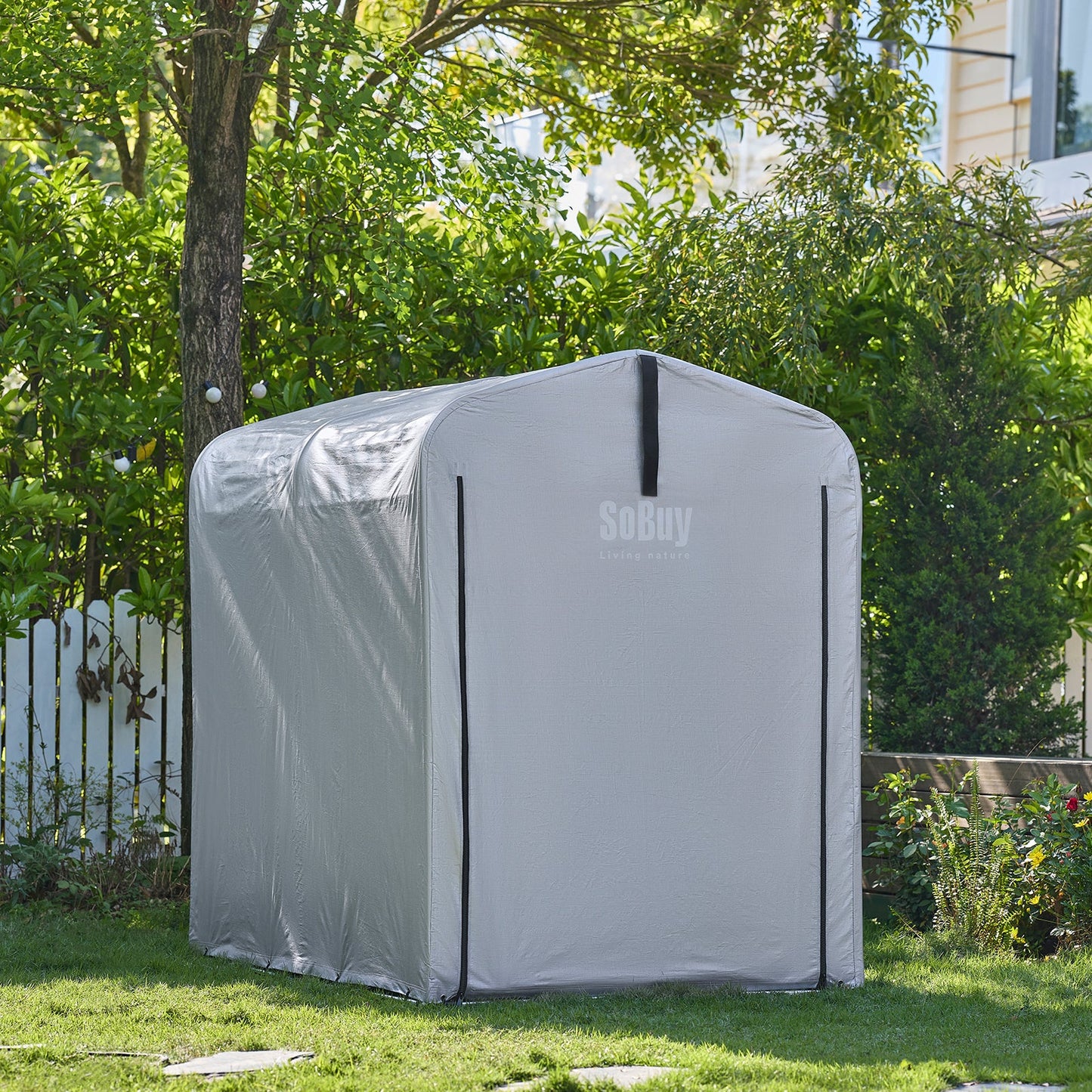 SoBuy – KLS11-K Tuinhuis / Tuinschuur – Waterdicht – Fietsschuur & Opslag – 120x176x163 cm – Zilver
