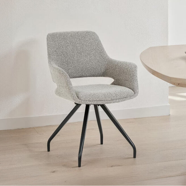 Furnihaus Monza Bjorn Eetkamerstoelen - 2 stuks - Taupe - 82,5x59x60 cm Met Armleuningen - 180° Draaibaar