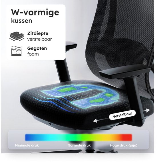 Roveo Ergonomische Bureaustoel - Office Gaming Chair - Volwassenen Game Stoel - Gamestoel - Zwart