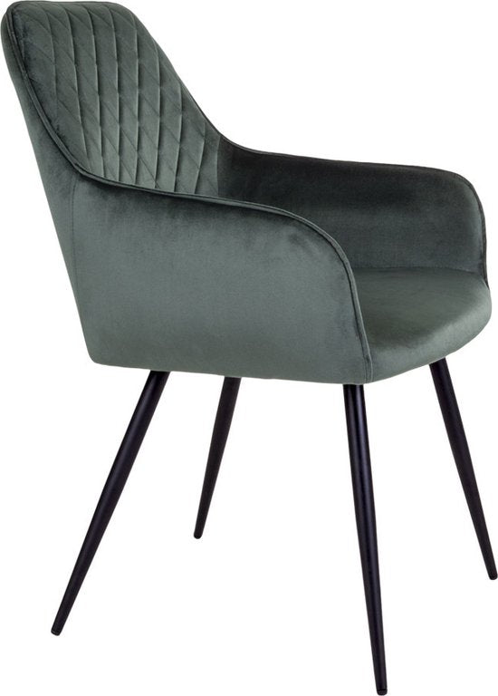 House Nordic Harbo Eetkamerstoel Velvet Groen - Set van 2