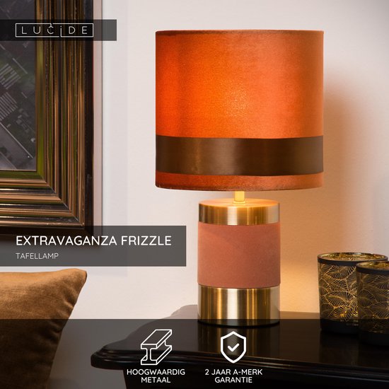 Lucide EXTRAVAGANZA FRIZZLE - Tafellamp - Ø 18 cm - 1xE14 - Bruin