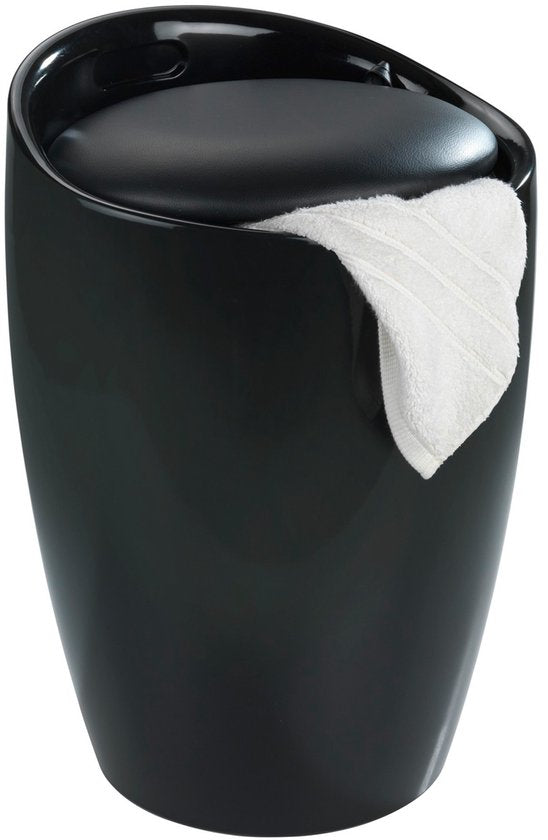 Wenko Badkamer Stoel & Wasmand Candy Zwart