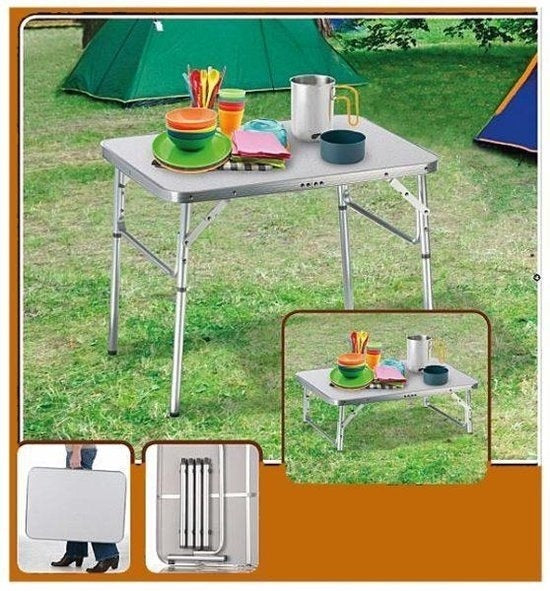 Camp Active Campingtafel - Opvouwbaar - 2 Hoogtes - 75 x 55 x 25-59 cm