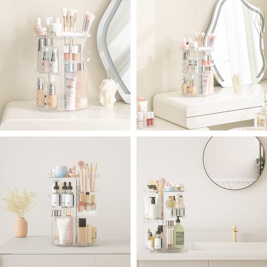 Draaibare make up organizer - Transparant - Draaibaar - Voor - Make-up borstels - Make-up sponsje - Make-up tafel - Doos meisjes - Geschenkset - kinderen set - voor meisjes