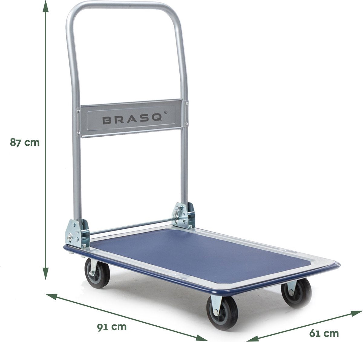 BRASQ Plateauwagen Inklapbaar - Draagvermogen 300 KG - Transportkar - Transportwagen - Magazijnwagen - Platformwagen - Zilver