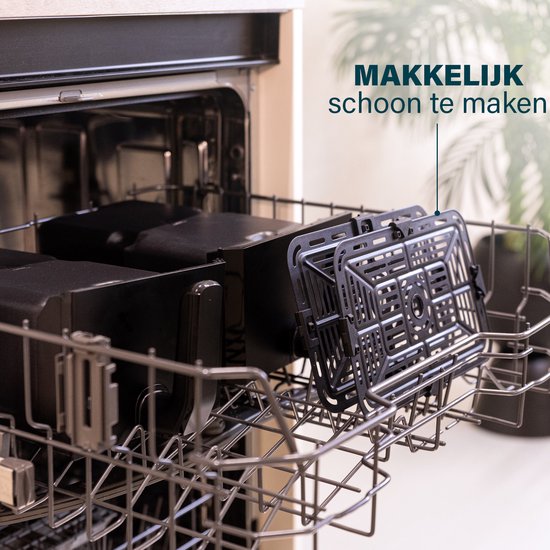 Princess Double Basket Airfryer 182068 - Dubbele Airfryer - 8 liter - 2 manden - XXL - 8 programma’s - 2400W - Dubbele heteluchtfriteuse - Touchscreen - Zwart - 80 °C tot 220°C - Sync functie