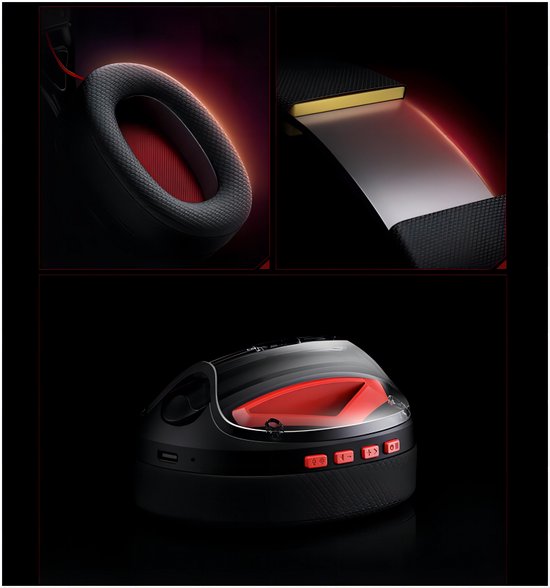 Picun G1 - 2.4GHz Draadloze Gaming Headset - Over ear koptelefoon - Met microfoon - PC/PS4/PS5/Nintendo Switch - Zwart rood
