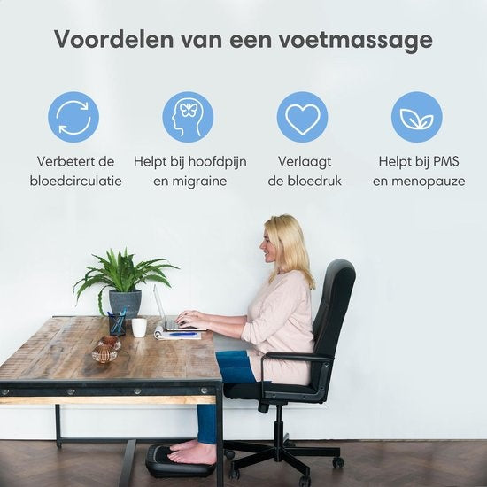Shiatsu Voetmassage Apparaat - 3 Snelheidsstanden - Warmtefunctie - Afneembare Hoes - Zwart