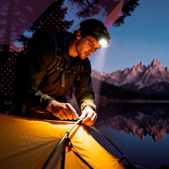Ever Trex Ultra Light Hoofdlamp LED Oplaadbaar - Wit En Rood Licht - 150Lumen - Kantelbaar - Hardlopen - Noodpakket - Kamperen - Camper